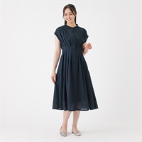 ウエストタックフレンチスリーブ シャツワンピース レディス EMMA JAMES(エマジェイムス) 263EM492MH(コイアオ-M)