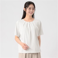 汗隠し 衿もとゴールドフック付タックカットソー レディス EMMA JAMES(エマジェイムス) 262EM157TH(シロ-M)