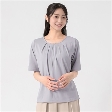 汗隠し 衿もとゴールドフック付タックカットソー レディス EMMA JAMES(エマジェイムス) 262EM157TH(ウスクロ-M)