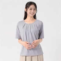 汗隠し 衿もとゴールドフック付タックカットソー レディス EMMA JAMES(エマジェイムス) 262EM157TH(ウスクロ-M)