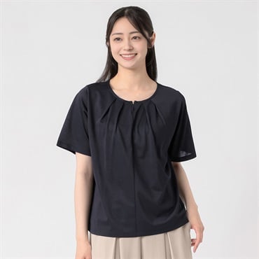 汗隠し 衿もとゴールドフック付タックカットソー レディス EMMA JAMES(エマジェイムス) 262EM157TH(コイアオ-M)
