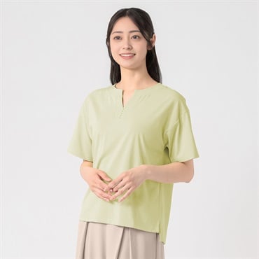 汗隠し パール調ボタン付Vネックカットソー レディス EMMA JAMES(エマジェイムス) 262EM159TH
