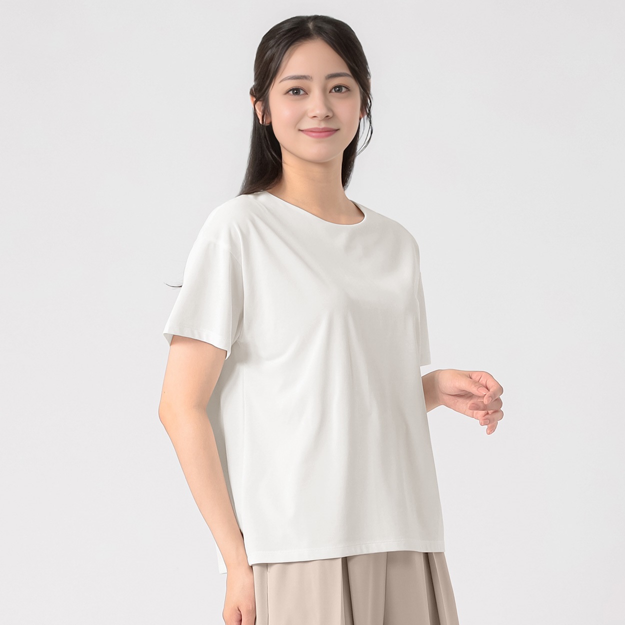 汗隠し クルーネックカットソー レディス EMMA JAMES(エマジェイムス) 262EM160TH(シロ-XL)