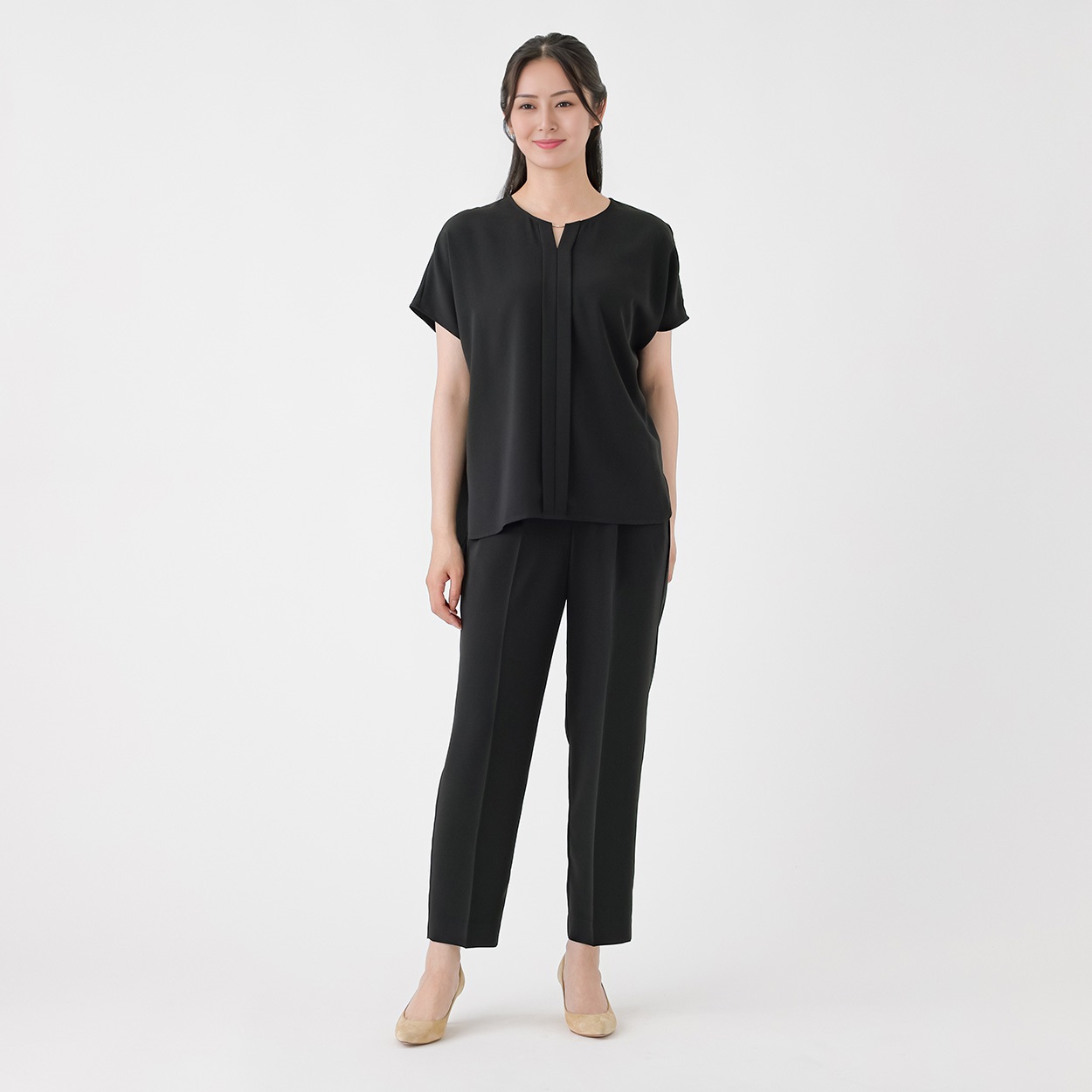 タックブラウス＋テーパードパンツ セットスーツ レディス ESPRITMUR(エスプリミュール) 263ES440MH(クロ-L)