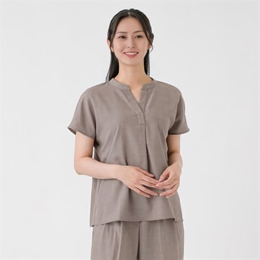 風通ルンセットアップ 半袖キーネックブラウス レディス ESPRITMUR(エスプリミュール) 263ES002CT(Ａウスチャ-M)