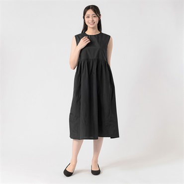 ウエスト切替ギャザーワンピース 接触冷感 レディス EMMA JAMES(エマジェイムス) 262EM478CT(クロ-M)
