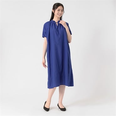 衿元ギャザーリボン付Aラインワンピース 接触冷感素材 レディス EMMA JAMES(エマジェイムス) 262EM479CT