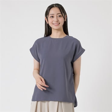 胸元ワンポイント刺しゅう 布帛Tシャツ レディス EMMA JAMES(エマジェイムス) 263EM325HT(Ａアオ-M)