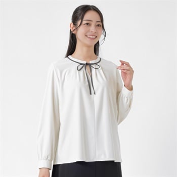 配色リボン付きブラウス レディス EMMA JAMES(エマジェイムス) 267EM1062FM(ウスチャ-M)