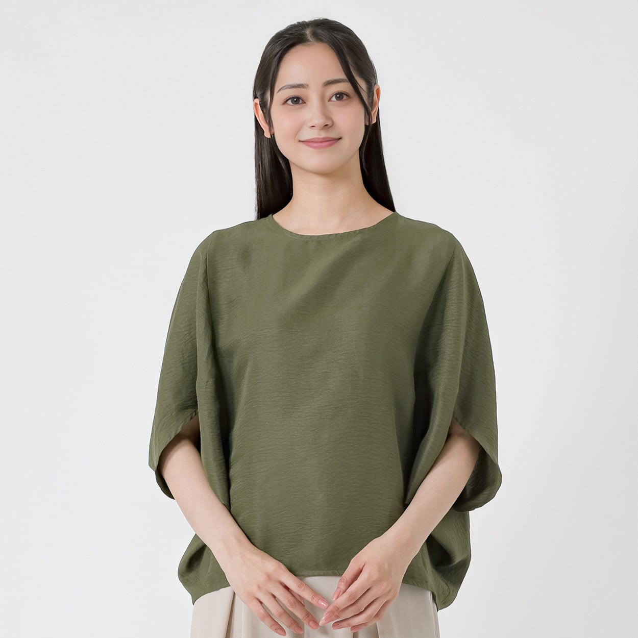 5分袖デザインドルマン ブブラウス レディス EMMA JAMES(エマジェイムス) 263EM1089FM(コイミドリ-XL)