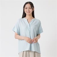5分袖 Vネックバンドカラープルオーバー レディス EMMA JAMES(エマジェイムス) 263EM1090FM(ウスアオ-M)