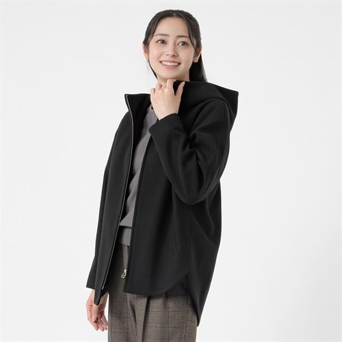 ジップフードショート丈コート レディス Purelast(ピュアラスト) 267PL804SW(クロ-M)