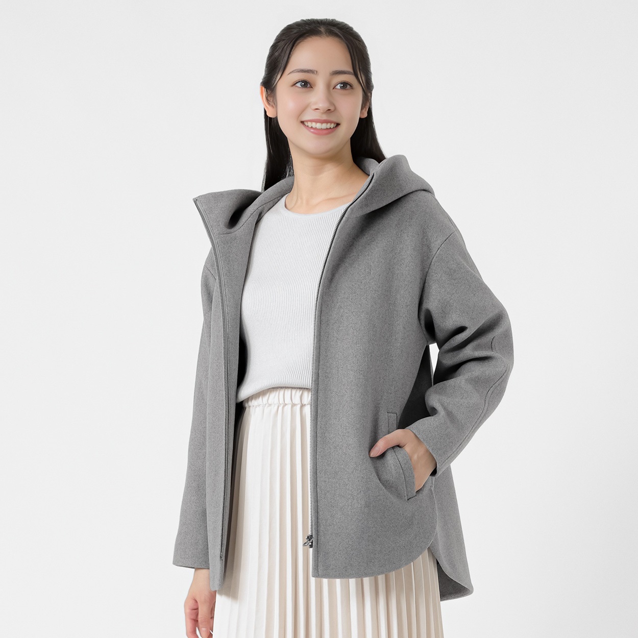ジップフードショート丈コート レディス Purelast(ピュアラスト) 267PL804SW(Ａウスクロ-M)