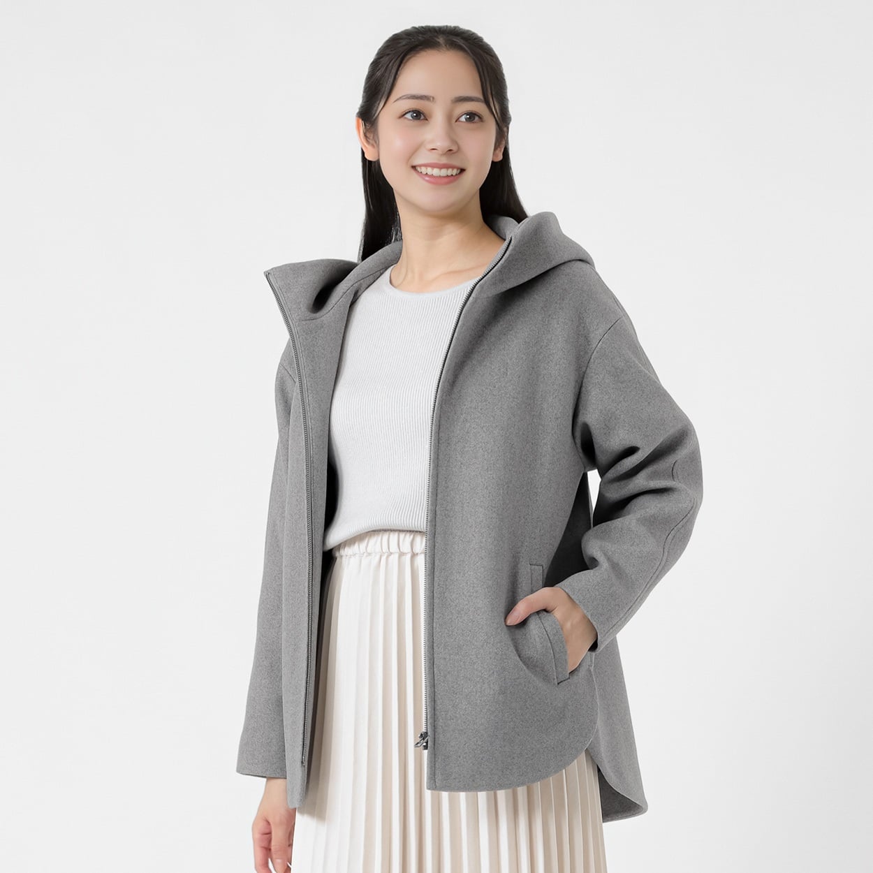 ジップフードショート丈コート レディス Purelast(ピュアラスト) 267PL804SW(Ａウスクロ-XL)