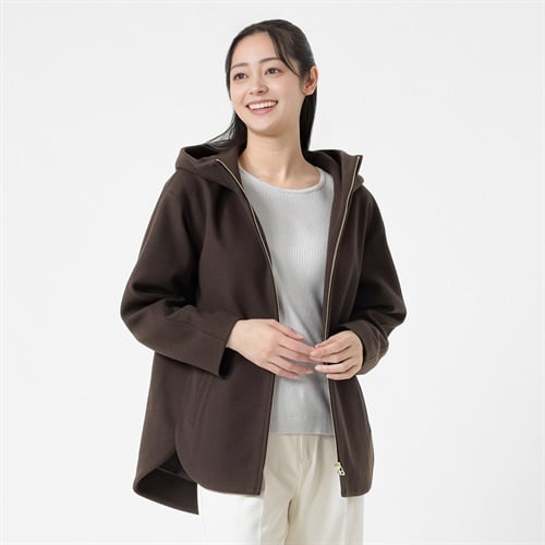 ジップフードショート丈コート レディス Purelast(ピュアラスト) 267PL804SW(コイチャ-M)