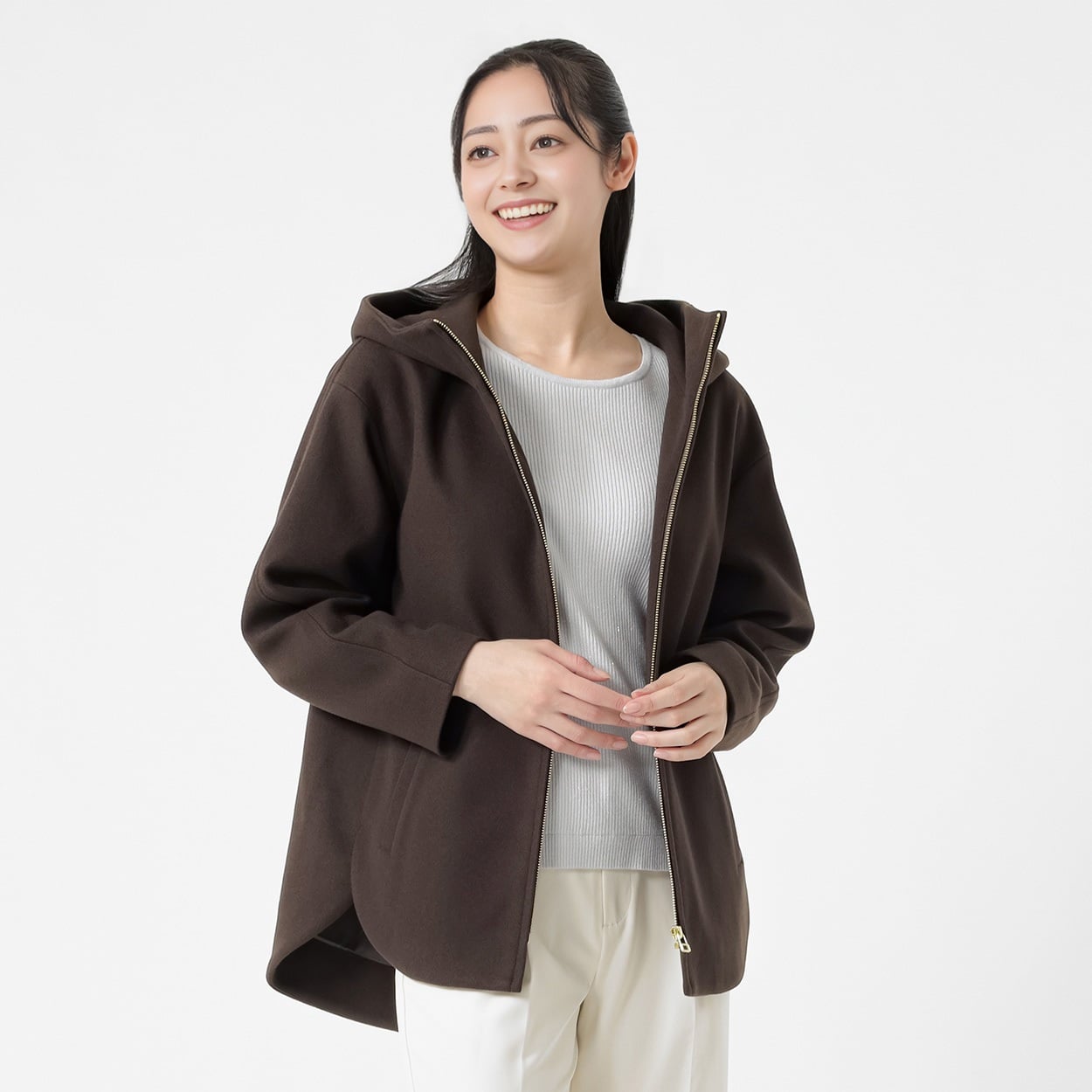 ジップフードショート丈コート レディス Purelast(ピュアラスト) 267PL804SW(コイチャ-XL)