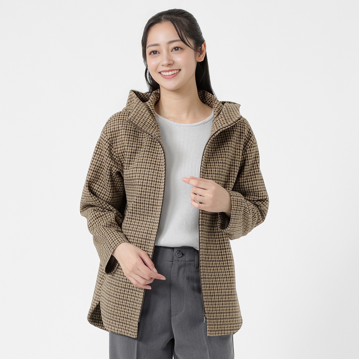 ジップフードショート丈コート レディス Purelast(ピュアラスト) 267PL804SW(Ａコイチャ-XL)