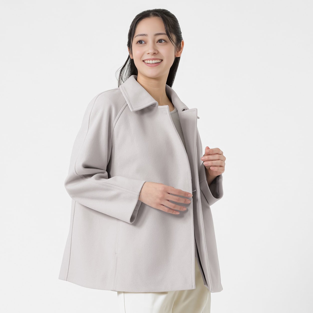 ダブル前ショート丈コート レディス Purelast(ピュアラスト) 267PL805SW(ウスクロ-M)