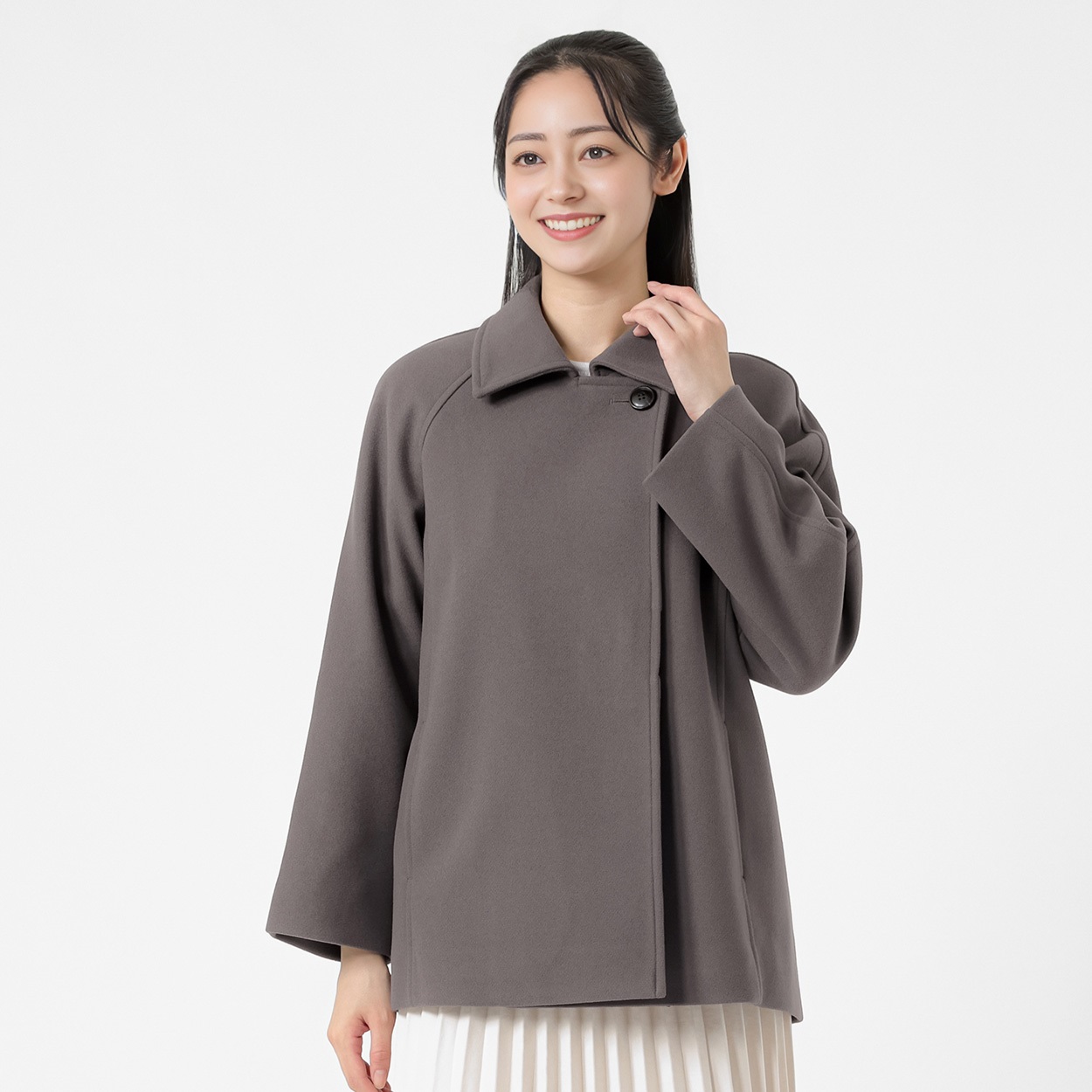 ダブル前ショート丈コート レディス Purelast(ピュアラスト) 267PL805SW(チャコ－ルグレ－-M)