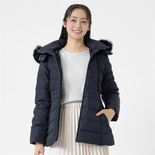 グリーンダウンコート 綾ウールライク レディス Purelast(ピュアラスト) 267PL803SW(コイアオ-M)