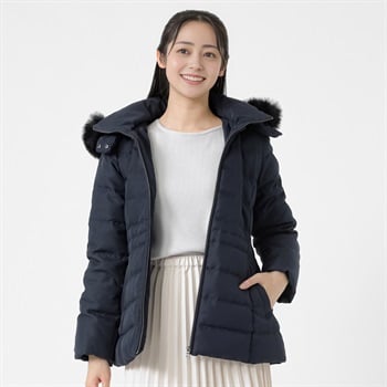 グリーンダウンコート 綾ウールライク レディス Purelast(ピュアラスト) 267PL803SW(コイアオ-M)