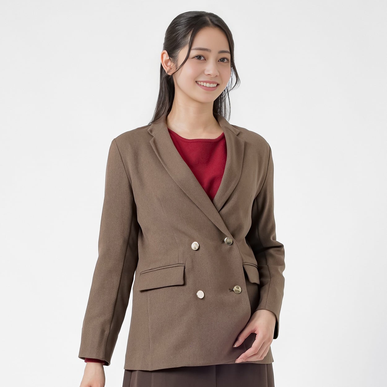 美メイク ダブルブレストジャケット レディス EMMA JAMES(エマジェイムス) 267EM510CT(チャ-XL)