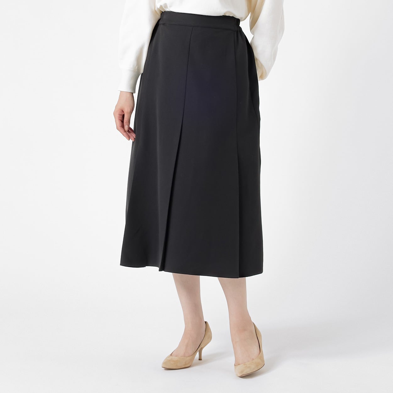 美メイク タックフレアースカート レディス EMMA JAMES(エマジェイムス) 267EM512CT(クロ-XL)