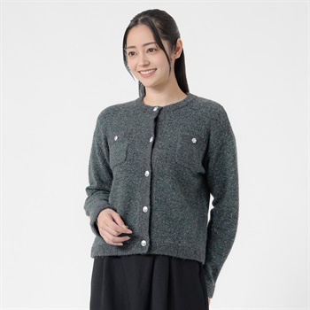 ラメ入りネップ ニットジャケット レディス EMMA JAMES(エマジェイムス) 267EM1080FM(ウスクロ-M)