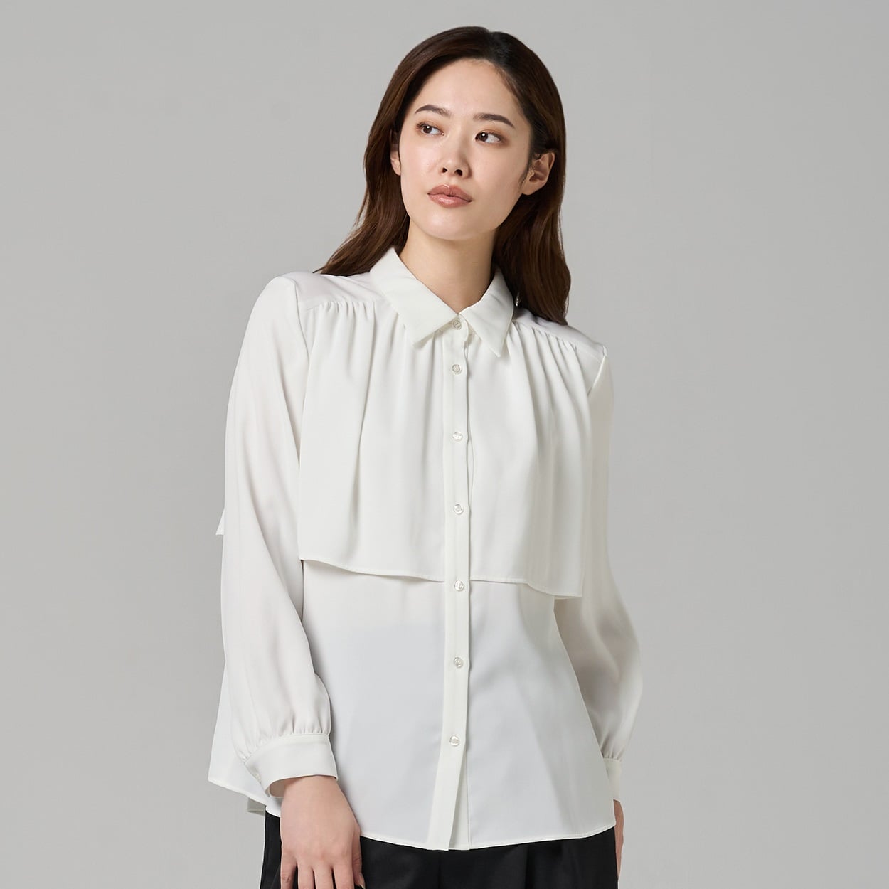 ESPRITMUR×ATSURO TAYAMA シャツカラーフロントレイヤードブラウス レディス ESPRITMUR(エスプリミュール) 265ES492CT(シロ-M)