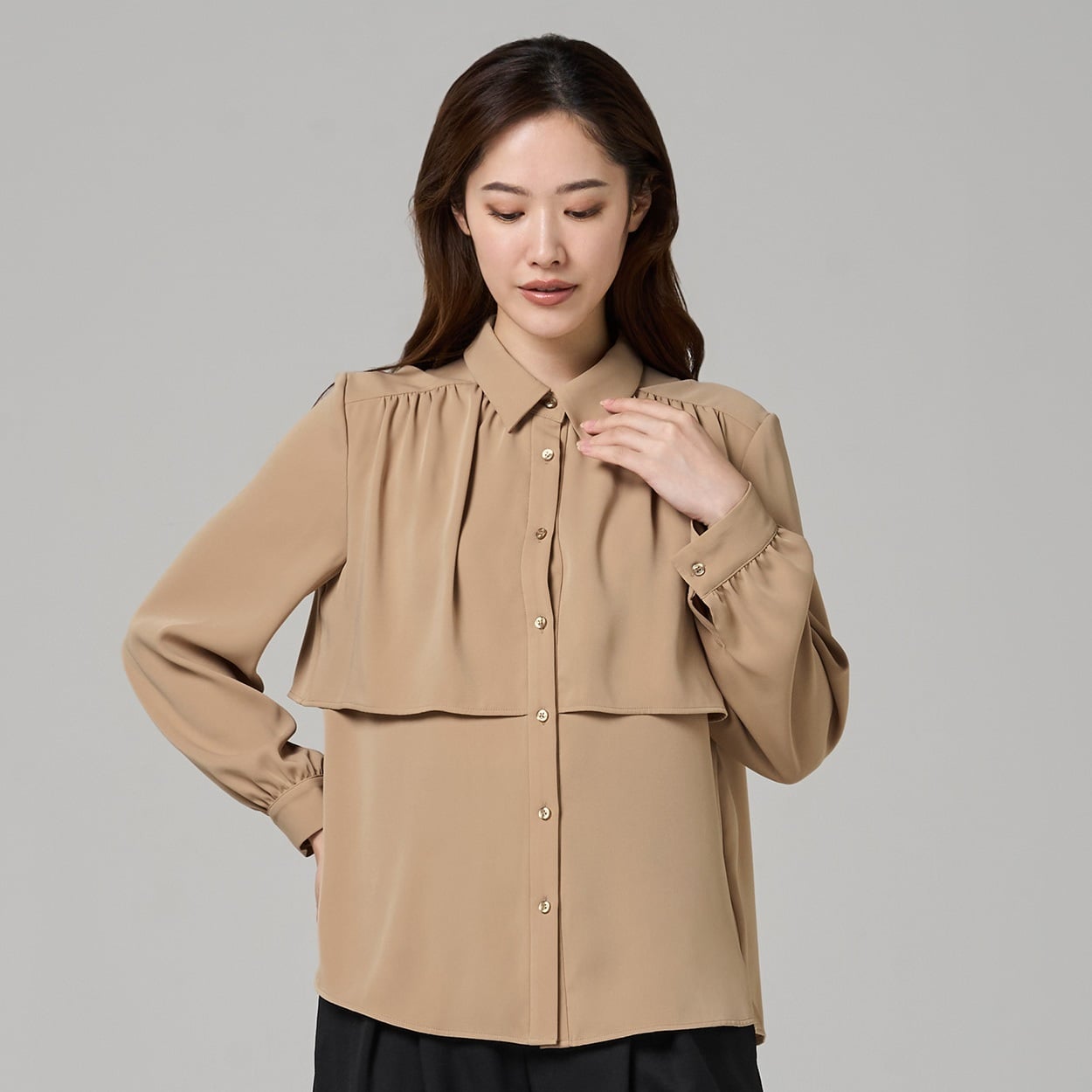 ESPRITMUR×ATSURO TAYAMA シャツカラーフロントレイヤードブラウス レディス ESPRITMUR(エスプリミュール) 265ES492CT(Ａウスチャ-L)