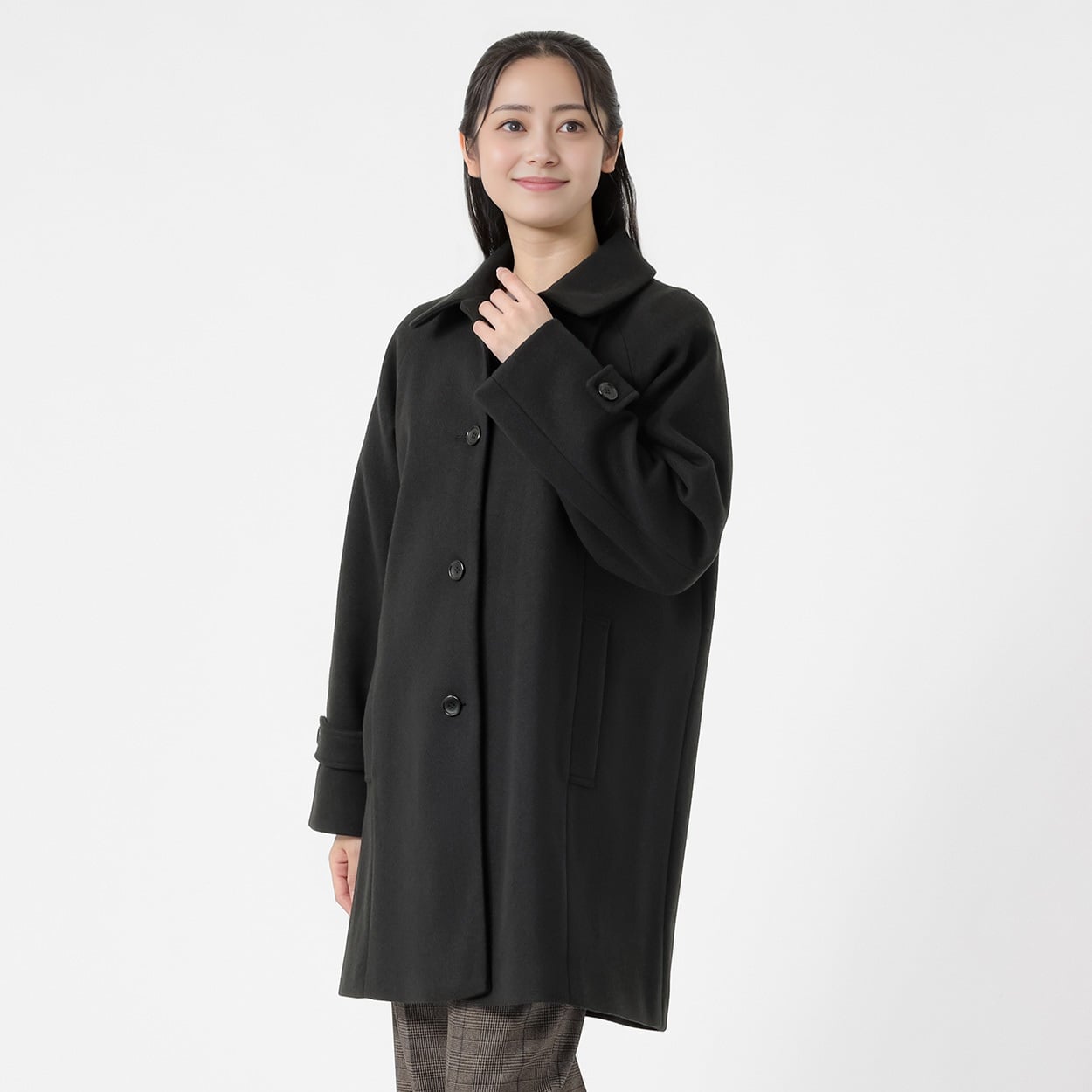 ステンカラー ミドル丈コート レディス Purelast(ピュアラスト) 267PL829MH(クロ-XL)
