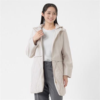 サーモプラス ハイブリット中綿フーディーコート レディス Purelast(ピュアラスト) 267PL517CT(アイボリー-M)