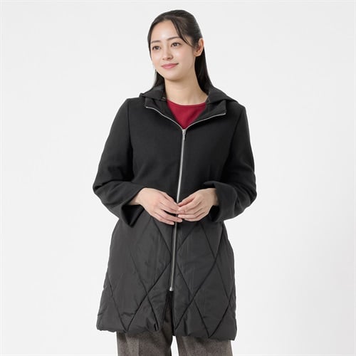 サーモプラス ハイブリット中綿フーディーコート レディス Purelast(ピュアラスト) 267PL517CT(クロ-M)