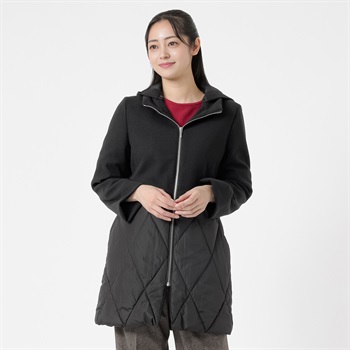サーモプラス ハイブリット中綿フーディーコート レディス Purelast(ピュアラスト) 267PL517CT(クロ-M)