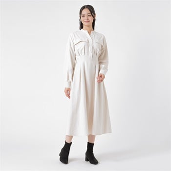 EMMA JAMES(エマジェイムス) スエード調素材 キーネックワンピース レディス 267EMJ068CT(シロ-M)