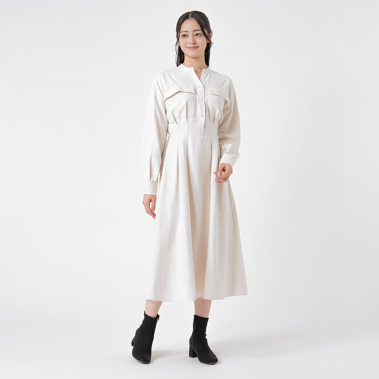 EMMA JAMES(エマジェイムス) スエード調素材 キーネックワンピース レディス 267EMJ068CT(シロ-XL)