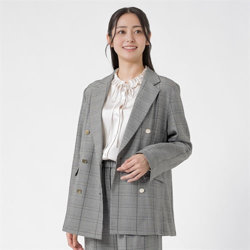 EMMA JAMES(エマジェイムス) チェック柄 ダブルブレストジャケット レディス 267EMJ069CT(クロ-M)