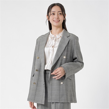 EMMA JAMES(エマジェイムス) チェック柄 ダブルブレストジャケット レディス 267EMJ069CT(クロ-M)
