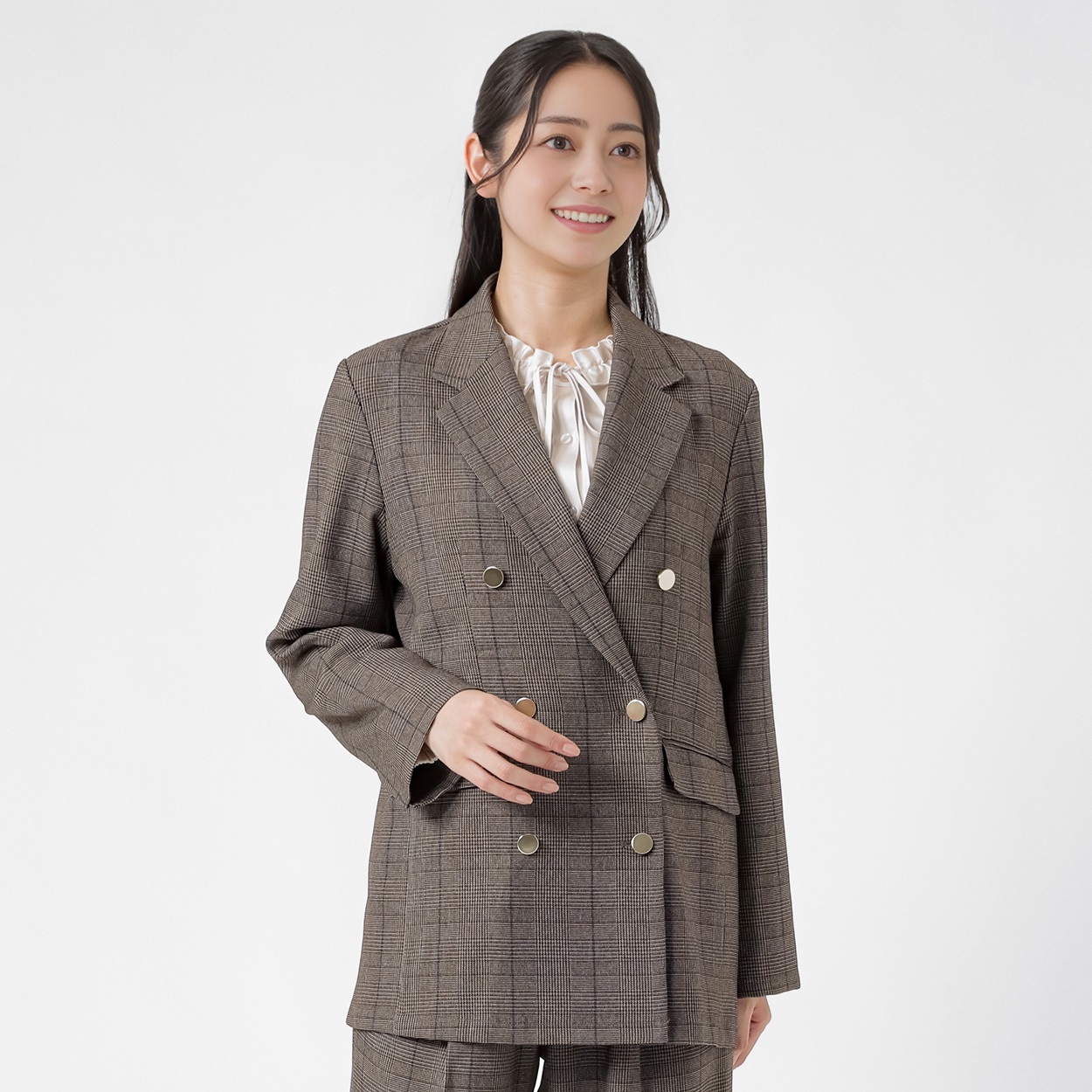EMMA JAMES(エマジェイムス) チェック柄 ダブルブレストジャケット レディス 267EMJ069CT(チャ-M)