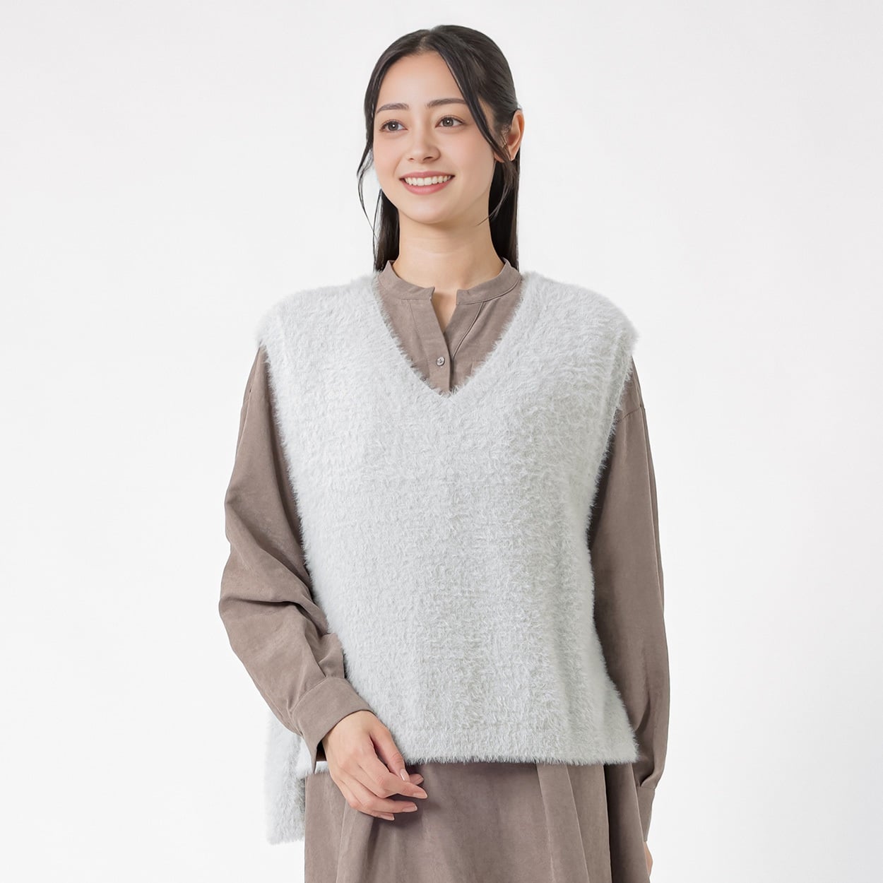 EMMA JAMES(エマジェイムス) シャギーニットベスト レディス 267EMJ073CT(ウスクロ-XL)
