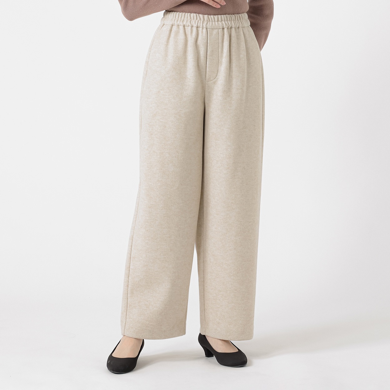 フエルトジャージー ワイドパンツ レディス EMMA JAMES(エマジェイムス) 267EM515CT(キナリ-L)