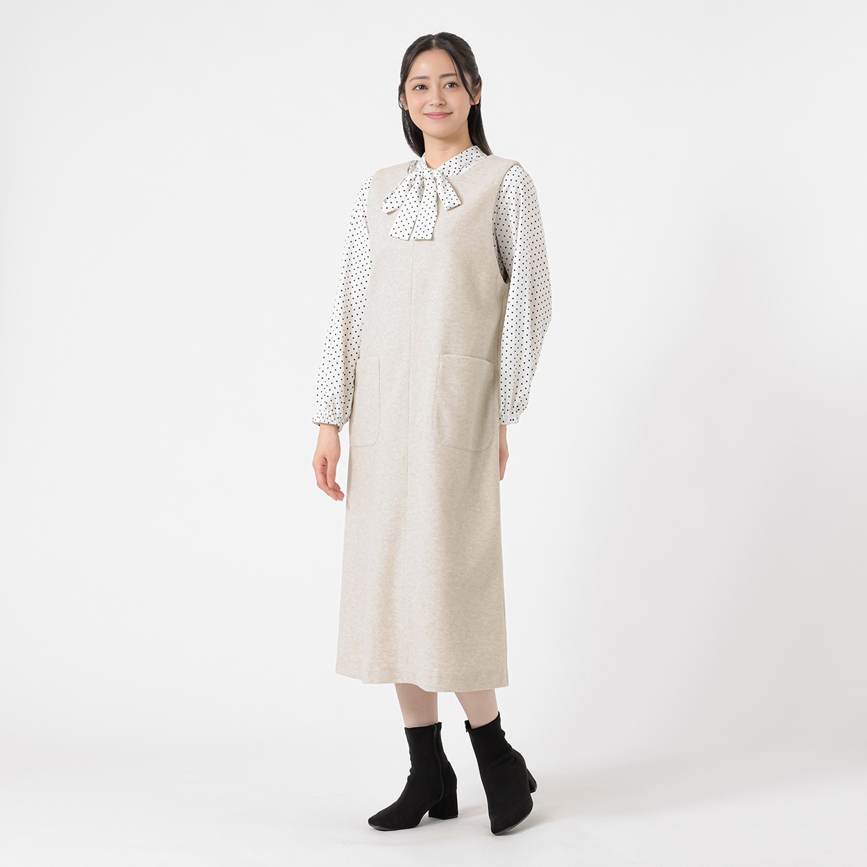 フエルトジャージー ジャンパースカート レディス EMMA JAMES(エマジェイムス) 267EM516CT(キナリ-M)