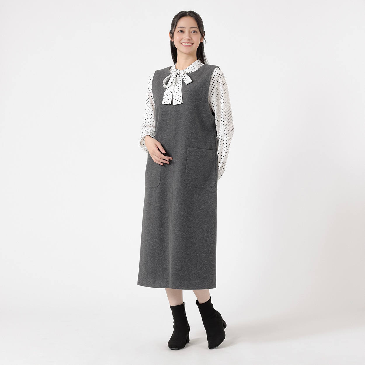 フエルトジャージー ジャンパースカート レディス EMMA JAMES(エマジェイムス) 267EM516CT(チャコ－ルグレ－-M)