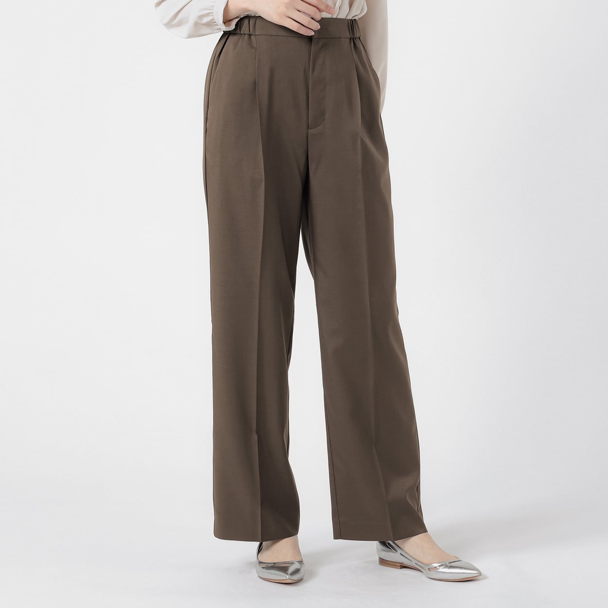 ソリッドメランジ ワイドパンツ レディス ESPRITMUR(エスプリミュール) 265ES004WJ(チャ-XL)