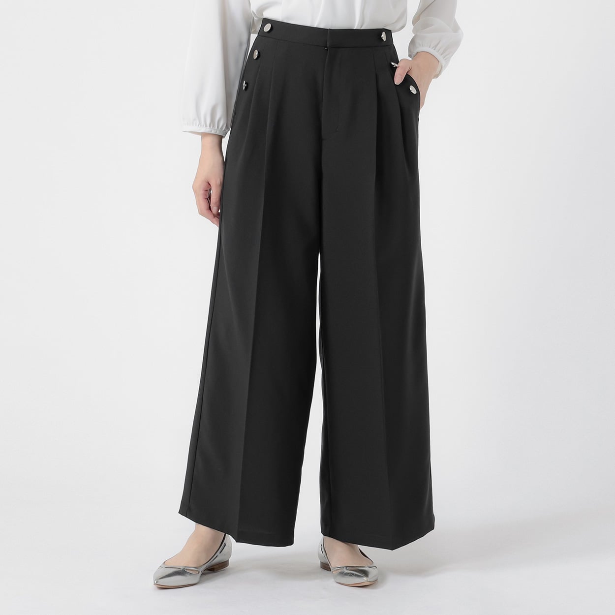 釦付ワイドパンツ レディス ESPRITMUR(エスプリミュール) 265ES152TH(クロ-S)