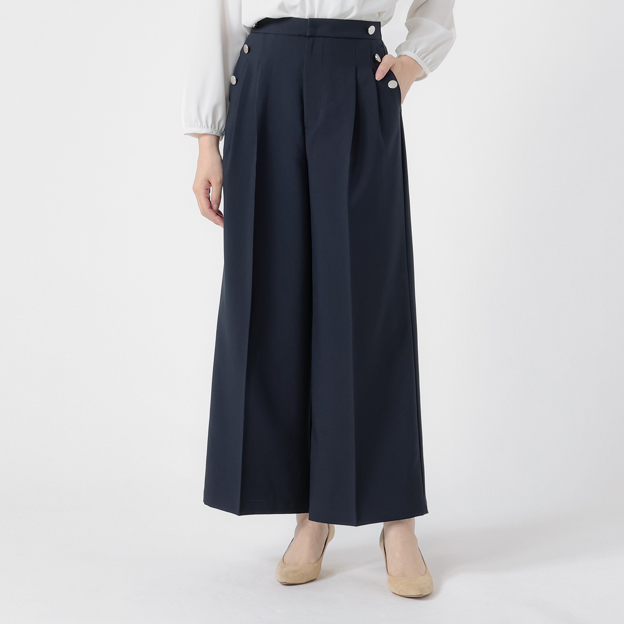 釦付ワイドパンツ レディス ESPRITMUR(エスプリミュール) 265ES152TH(コイアオ-M)