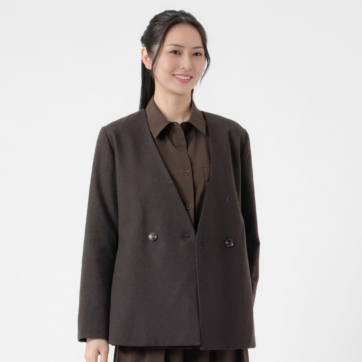 ESPRITMUR×オンワード樫山 ドライツイード ノーカラージャケット レディス ESPRITMUR(エスプリミュール) 267ES005OK(Ａコイチャ-L)