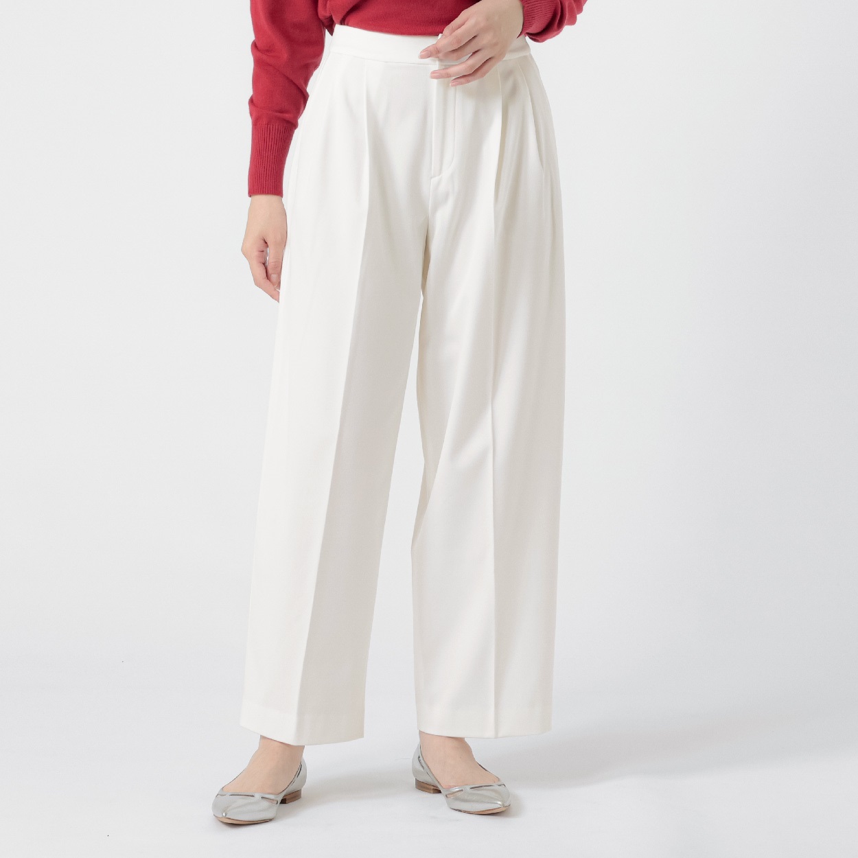 ESPRITMUR×オンワード樫山 裏起毛タックカーヴィーパンツ レディス ESPRITMUR(エスプリミュール) 267ES006OK(アイボリー-L)