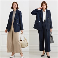 【STYLE SHIFT】 3点セットスーツ ダブルブレストジャケット＋ワイドパンツ＋ストレートパンツ付 レディス ESPRITMUR(エスプリミュール) 265ES611MH(コイアオ-S)