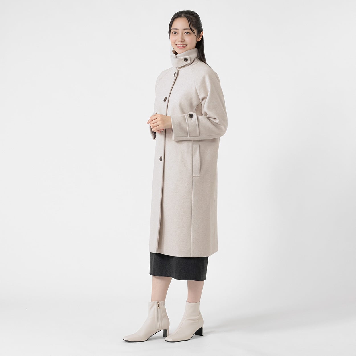 NEO AirWOOLISH ステン・スタンド２WAYカラー コート レディス Purelast(ピュアラスト) 267PL059KF(アイボリー-XL)